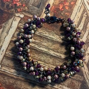 Joan Rivers Classics Collection 
Elegant Beaded Bracelet Purple and Gold Accents